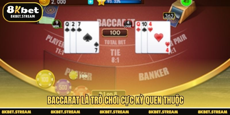 Baccarat là trò chơi cực kỳ quen thuộc