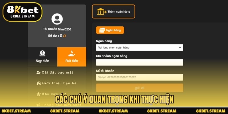 Các chú ý quan trọng khi thực hiện