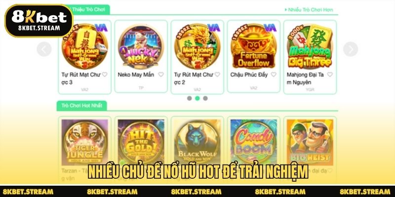Nhiều chủ đề nổ hũ hot để trải nghiệm